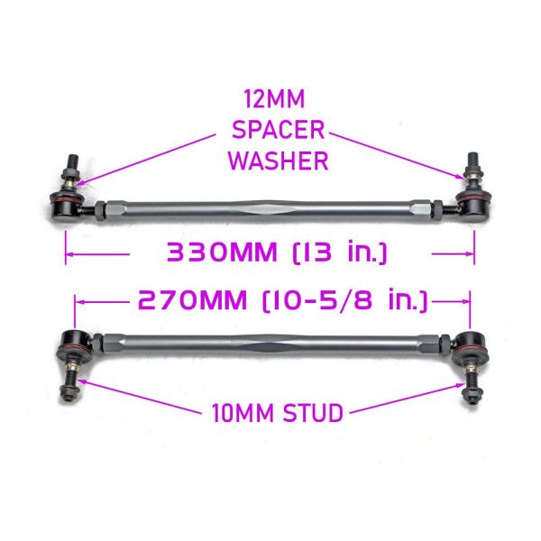 Godspeed Adjustable Universal Sway Bar End Links - 270mm to 330mm (10-5 8  to 13 ) Stud-to-Stud Online Hot Sale