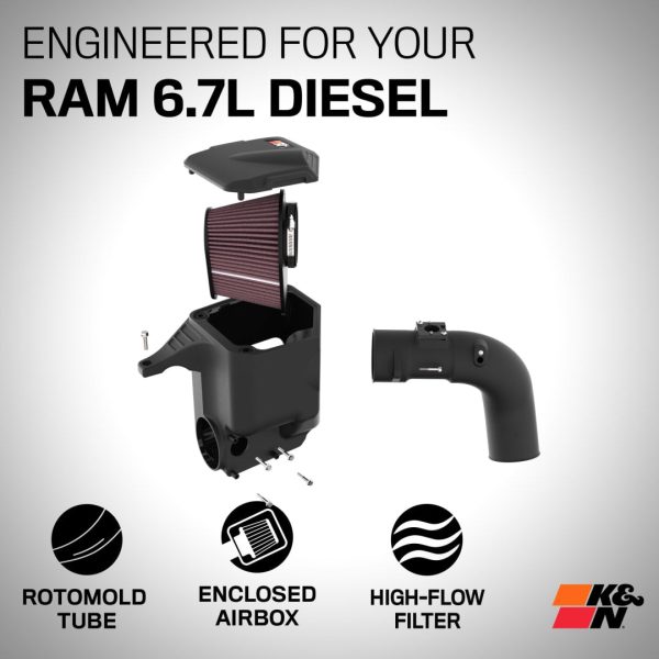 K&N Cold Air Intake Ram 2500 6.7L L6 Diesel (2013-2018) [Air Charger Kit] 63-1592 Cheap