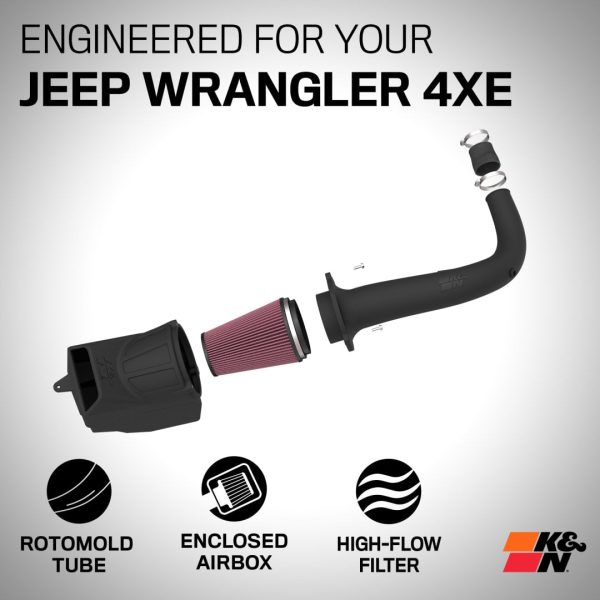 K&N Cold Air Intake Jeep Wrangler 4XE 2.0L Hybrid (2024) [Air Charger Kit] 63-1597 Online Hot Sale